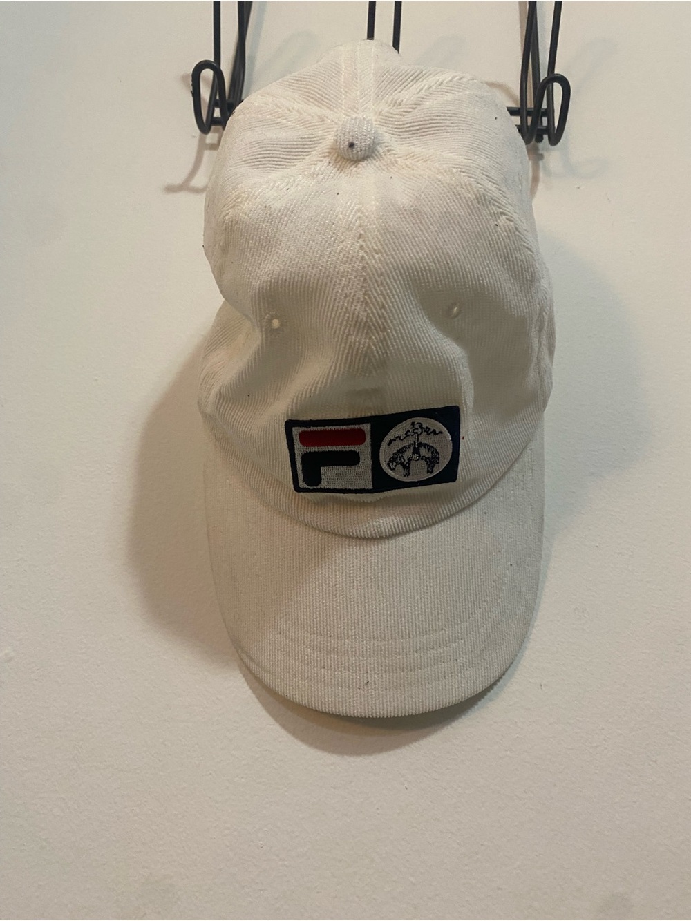 FILA x Brooks Brothers Off-White Corduroy Cap with Logo Patch